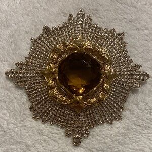 Vintage Chunky Regal Gold and Brown Brooch